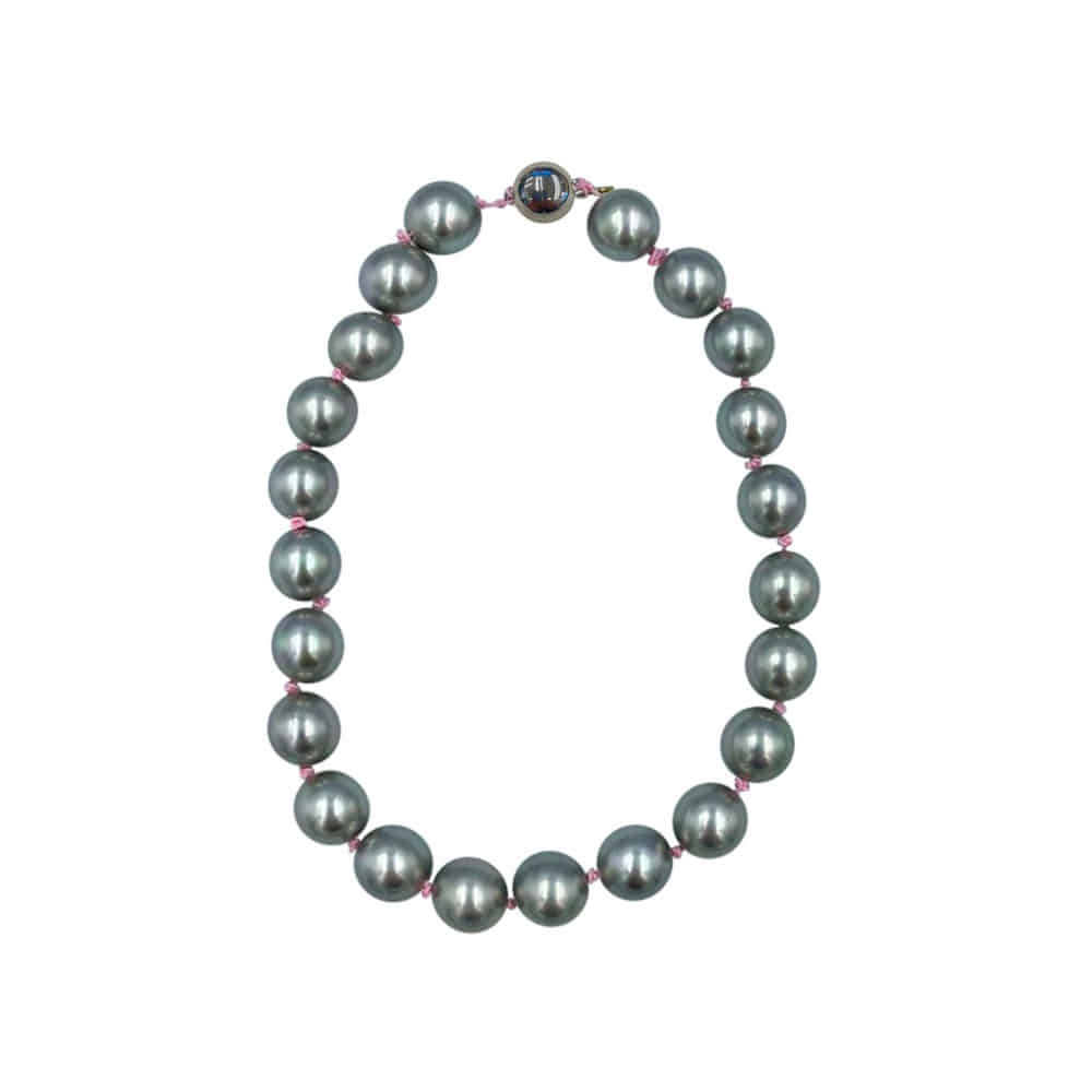 P.S(pearl shell) / Bowling necklace / Gray