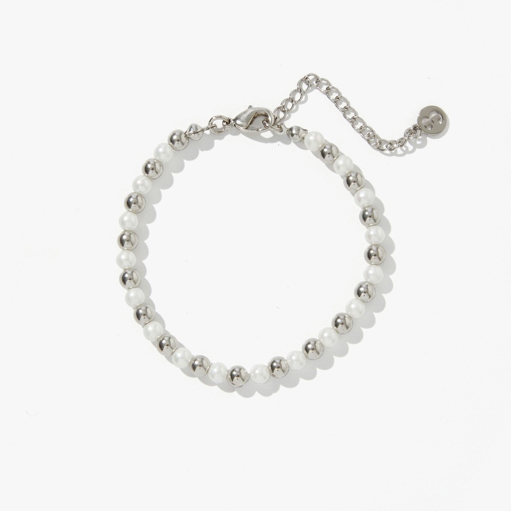 P.S(Pearl shell) / Silvery Bracelet / Ivory