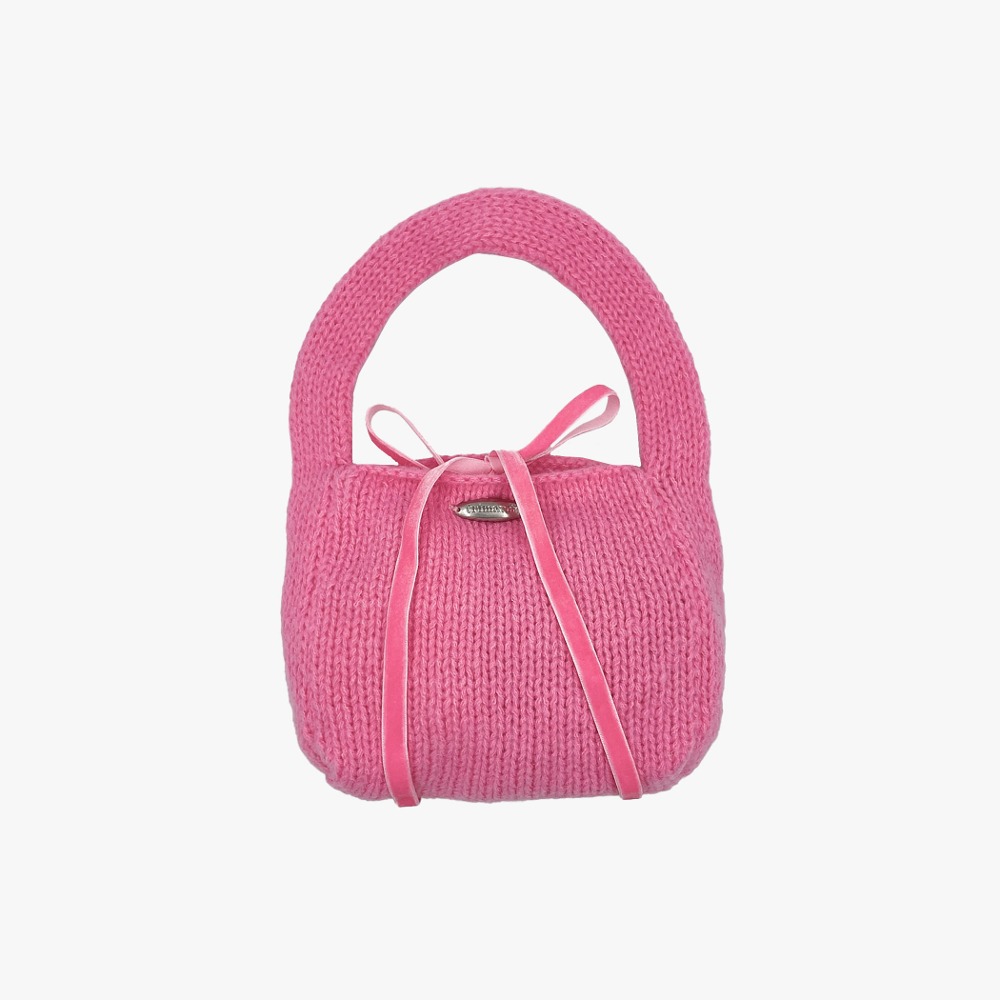 Tri / Creamy knit tote bag / Pink