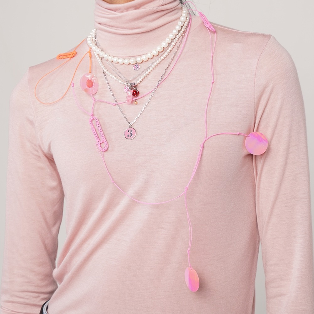 Weave / Trapeze necklace / Pink