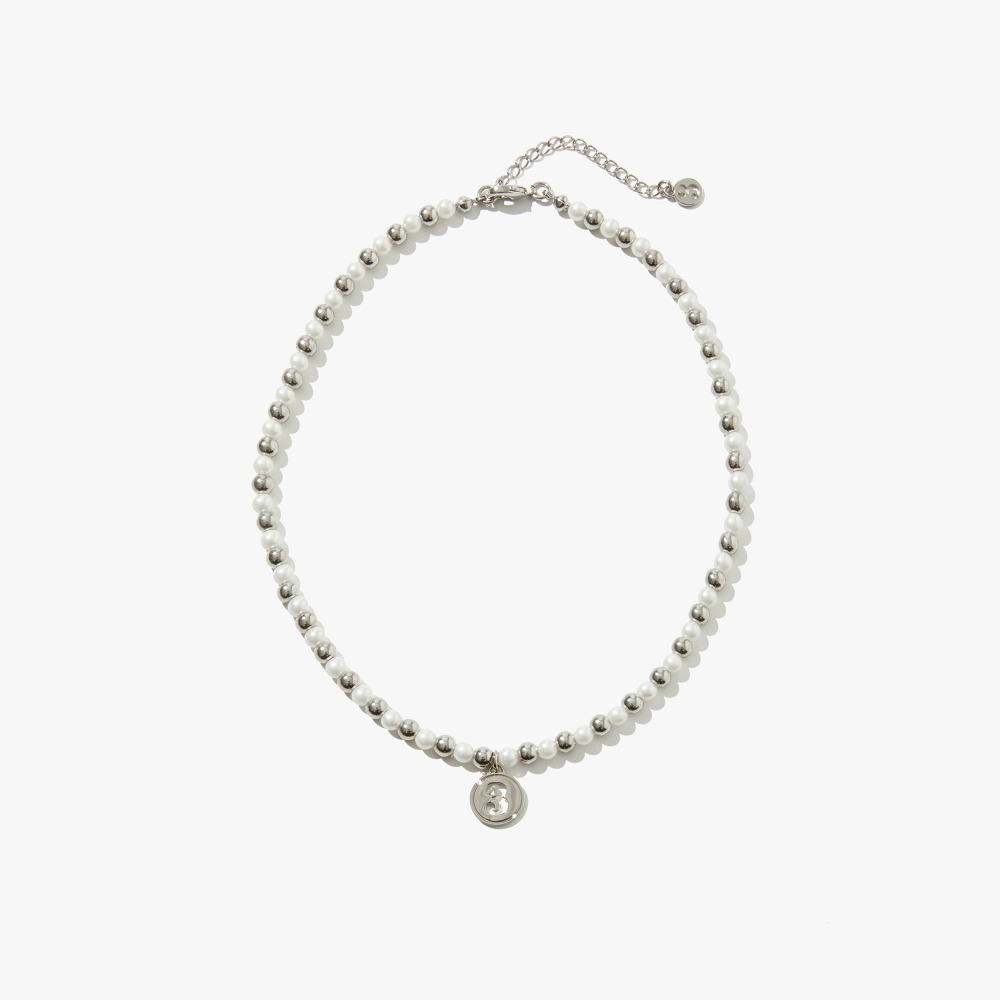 P.S(Pearl shell) / Silvery necklace / Ivory