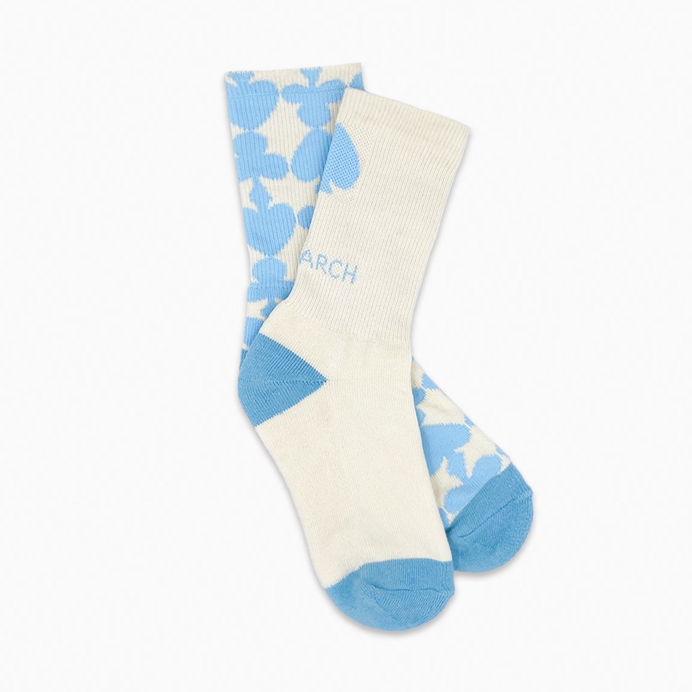 Tri / Triple Pattern Long Socks / Light Blue