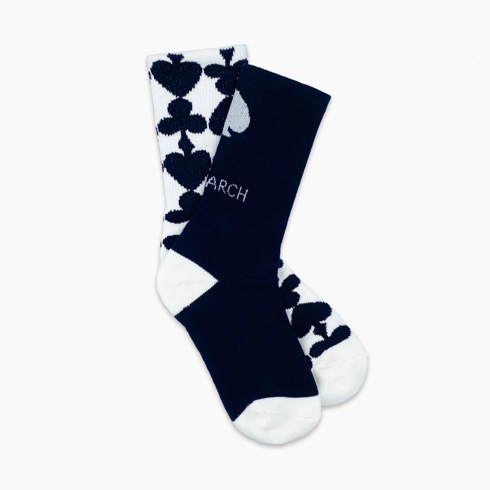 Tri / Triple Pattern Long Socks / Navy